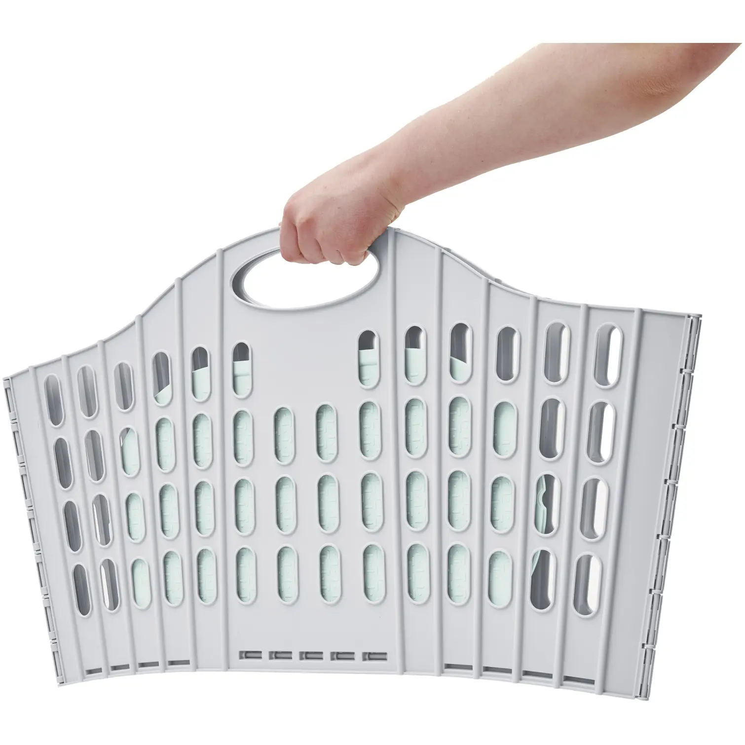 Addis Grey Green Fold Flat Laundry Basket 38Ltr