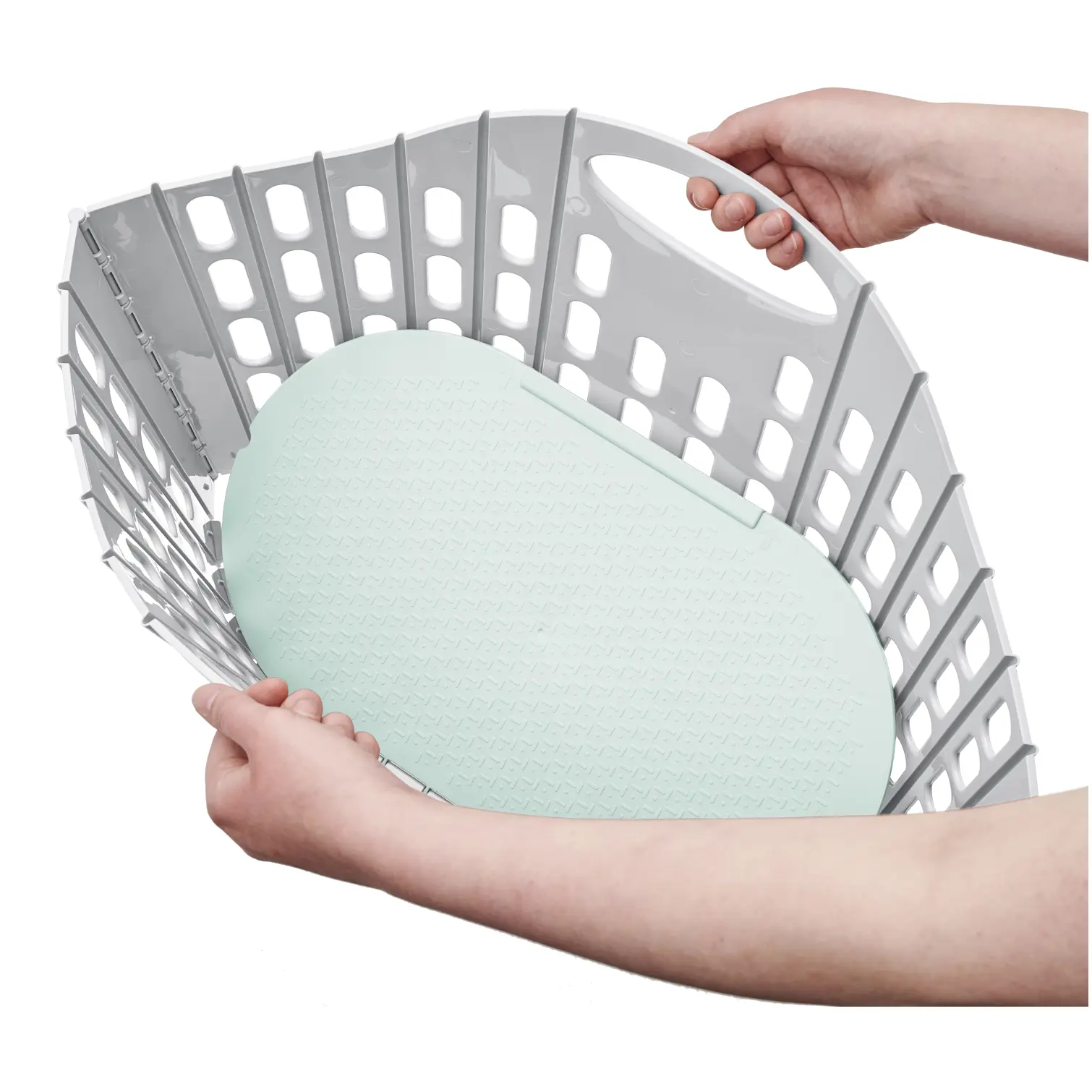 Addis Grey Green Fold Flat Laundry Basket 38Ltr