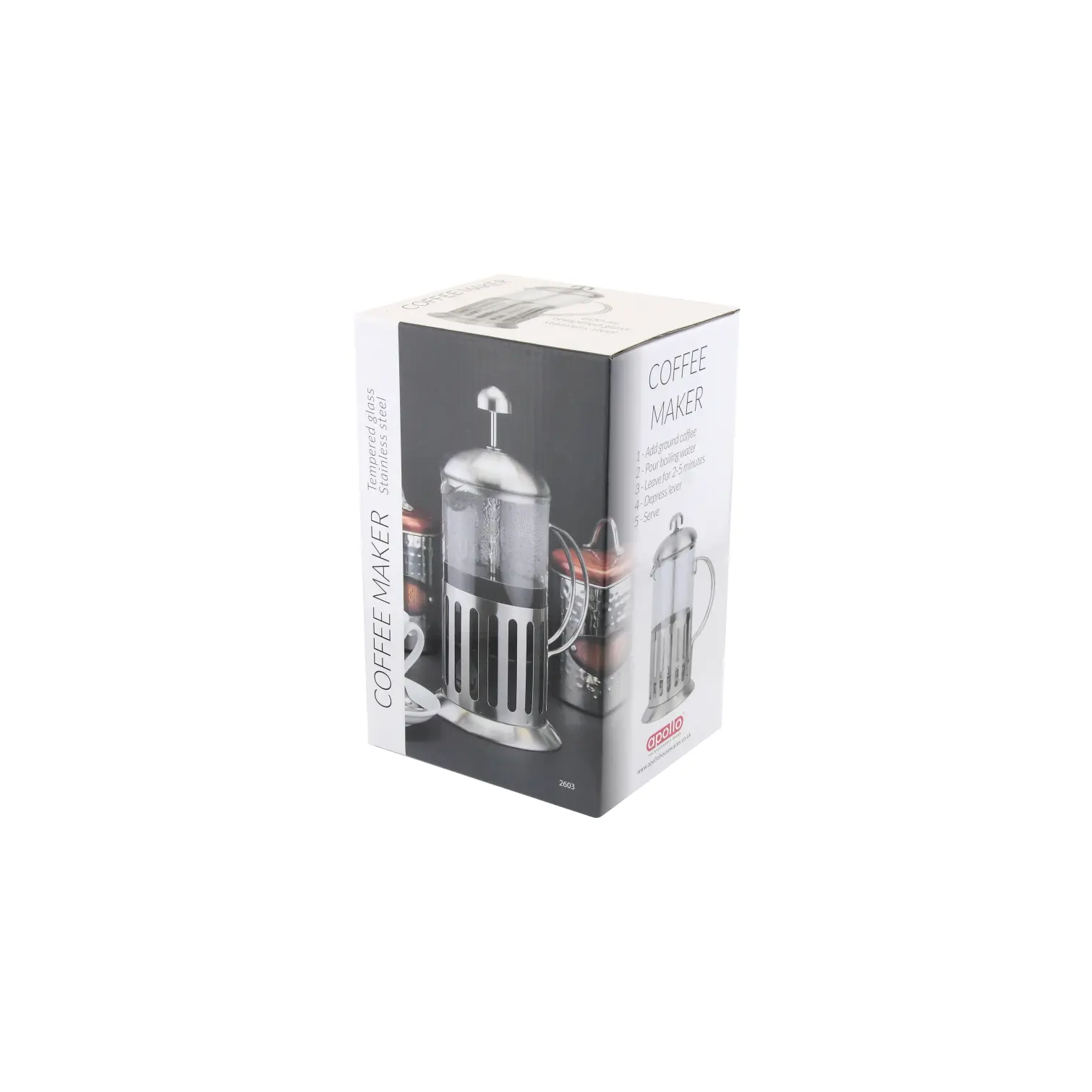 Apollo 4 Cup Stainless Steel Cafetiere 600ml