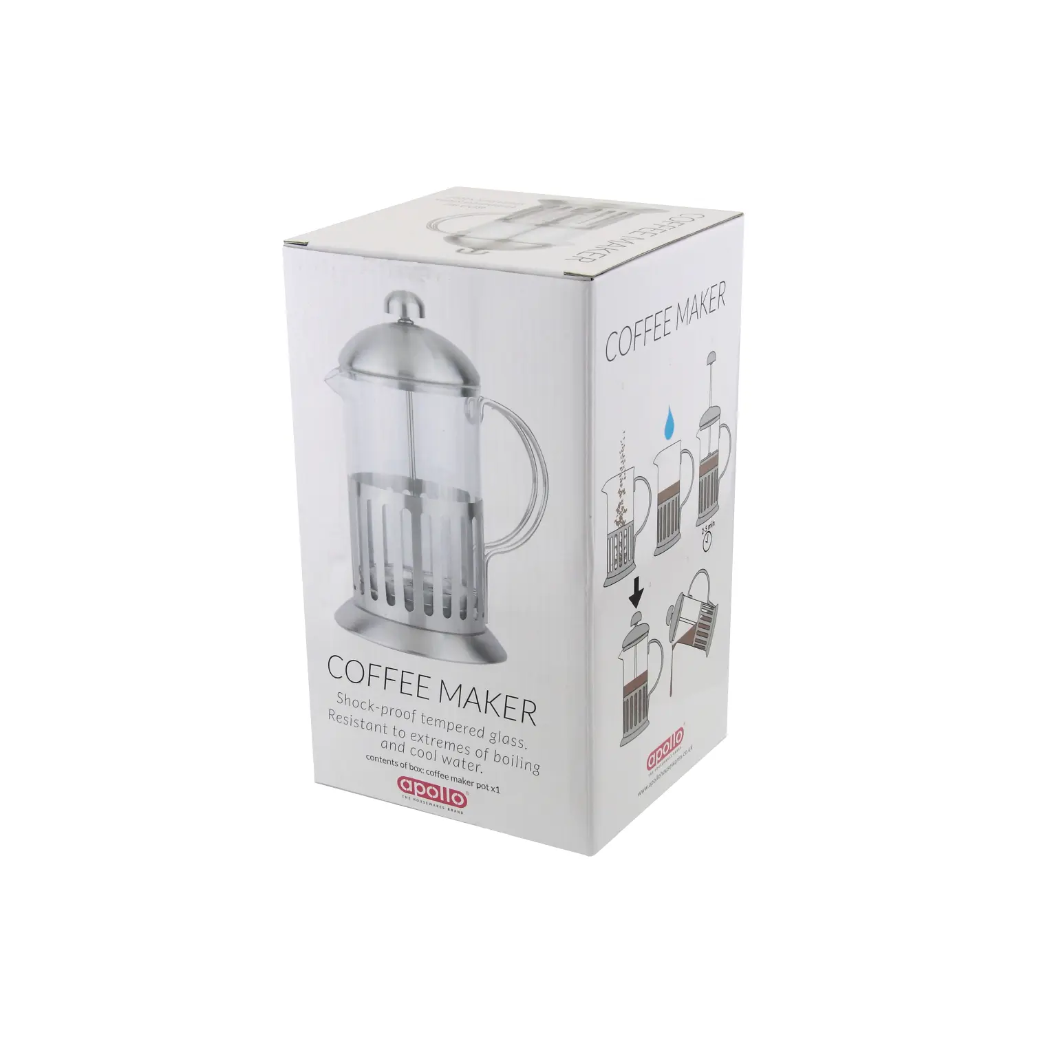 APO0125_2 Apollo Stainless Steel Cafetiere 8 Cup 800ml
