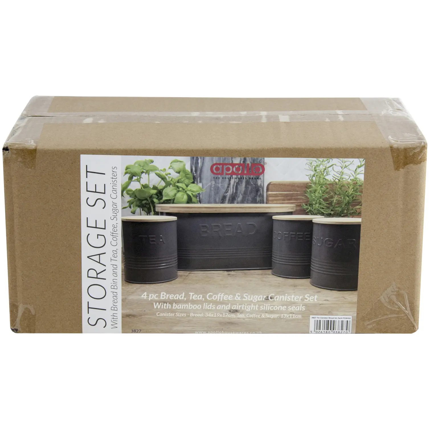 Apollo Bread And Canister Bin Set Charcoal