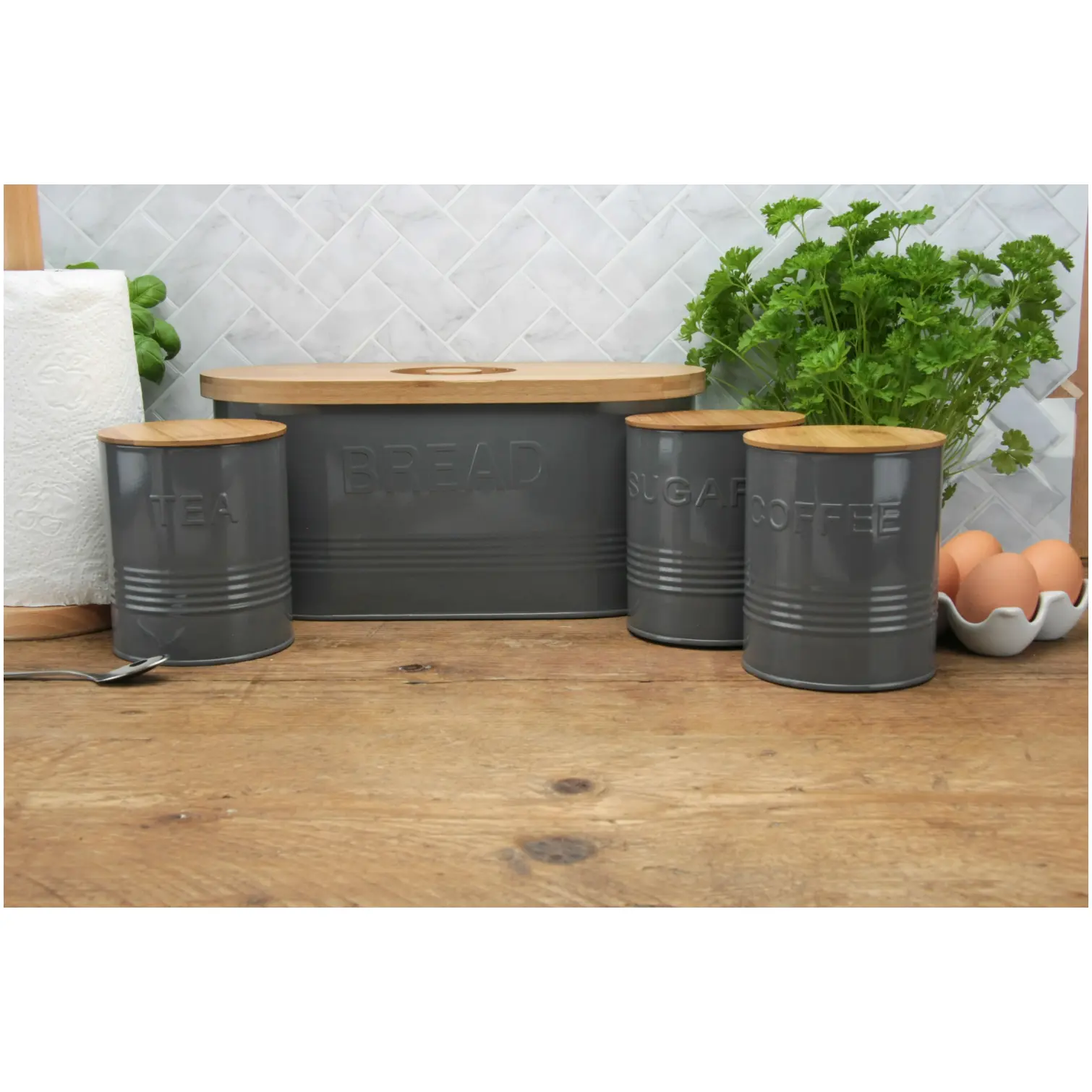 Apollo Bread And Canister Bin Set Charcoal