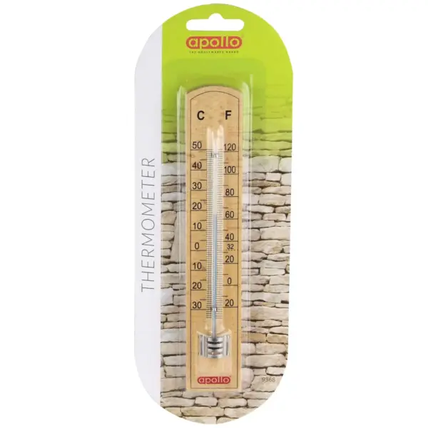 APO0201 Apollo Beechwood Wall Thermometer