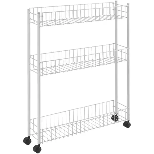 AST0001 Metaltex Fino 3 Tier White Slim Rolling Trolley