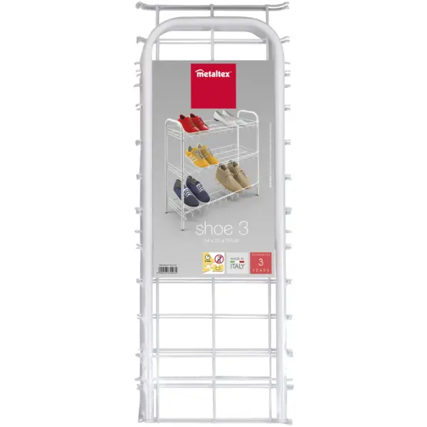 Metaltex White 3 Tier Shoe Rack 64x23x59cm