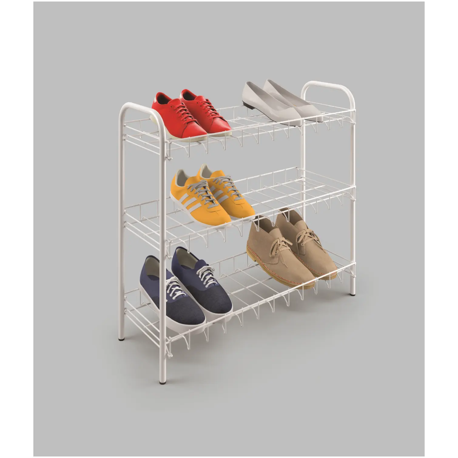 Metaltex White 3 Tier Shoe Rack 64x23x59cm