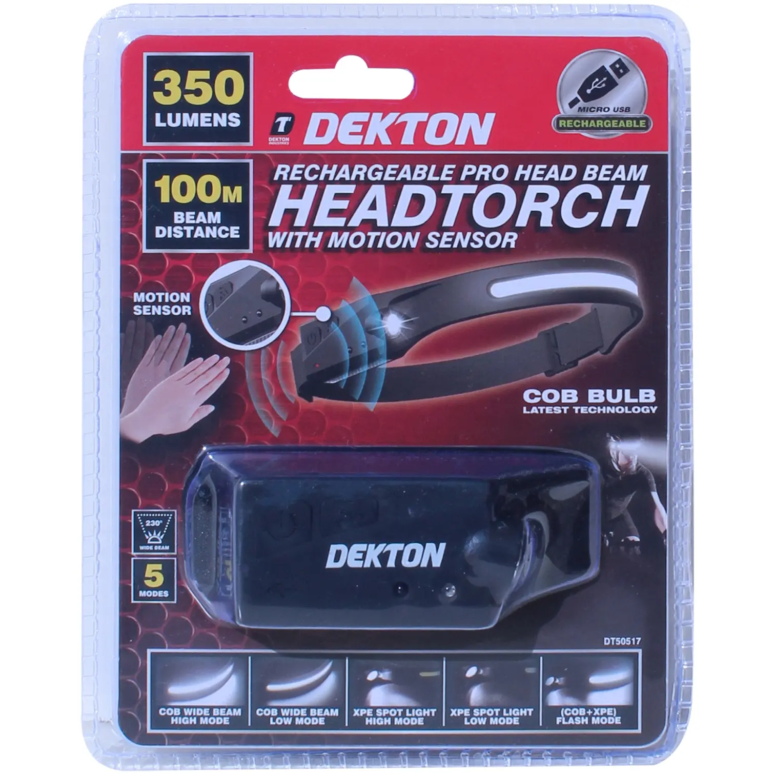 Dekton Rechargeable Head Torch