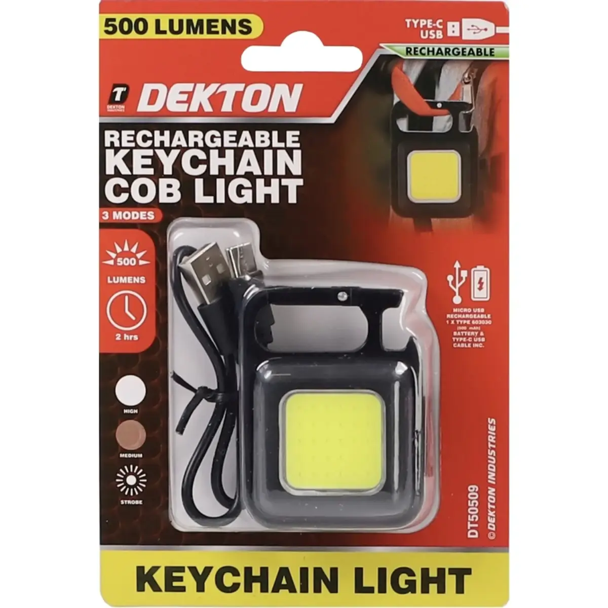Dekton Rechargeable Keychain COB Light