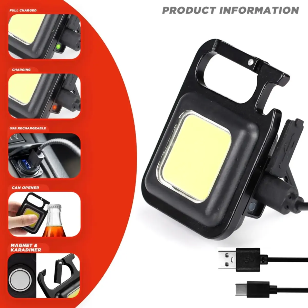 Dekton Rechargeable Keychain COB Light
