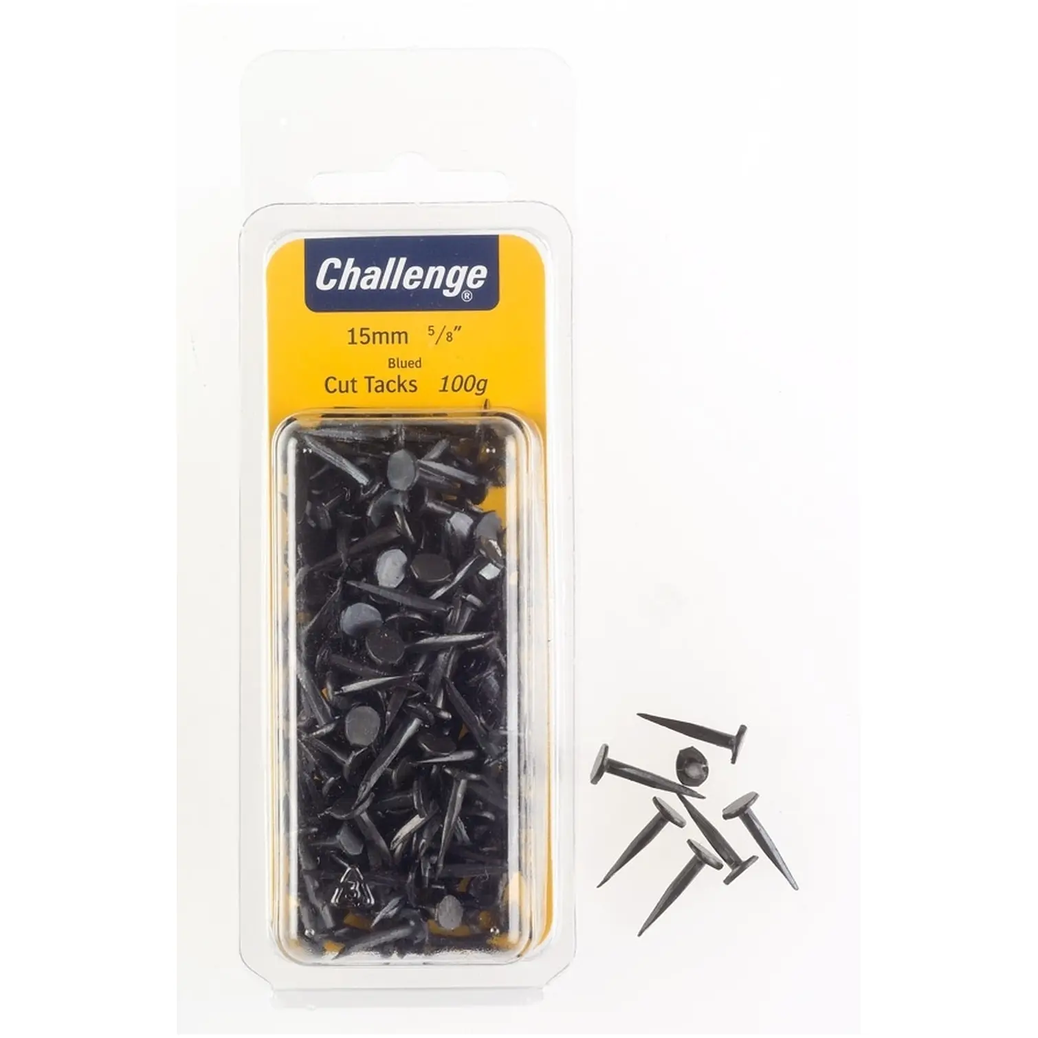 Challenge Blued 15mm Cut Tacks 75g