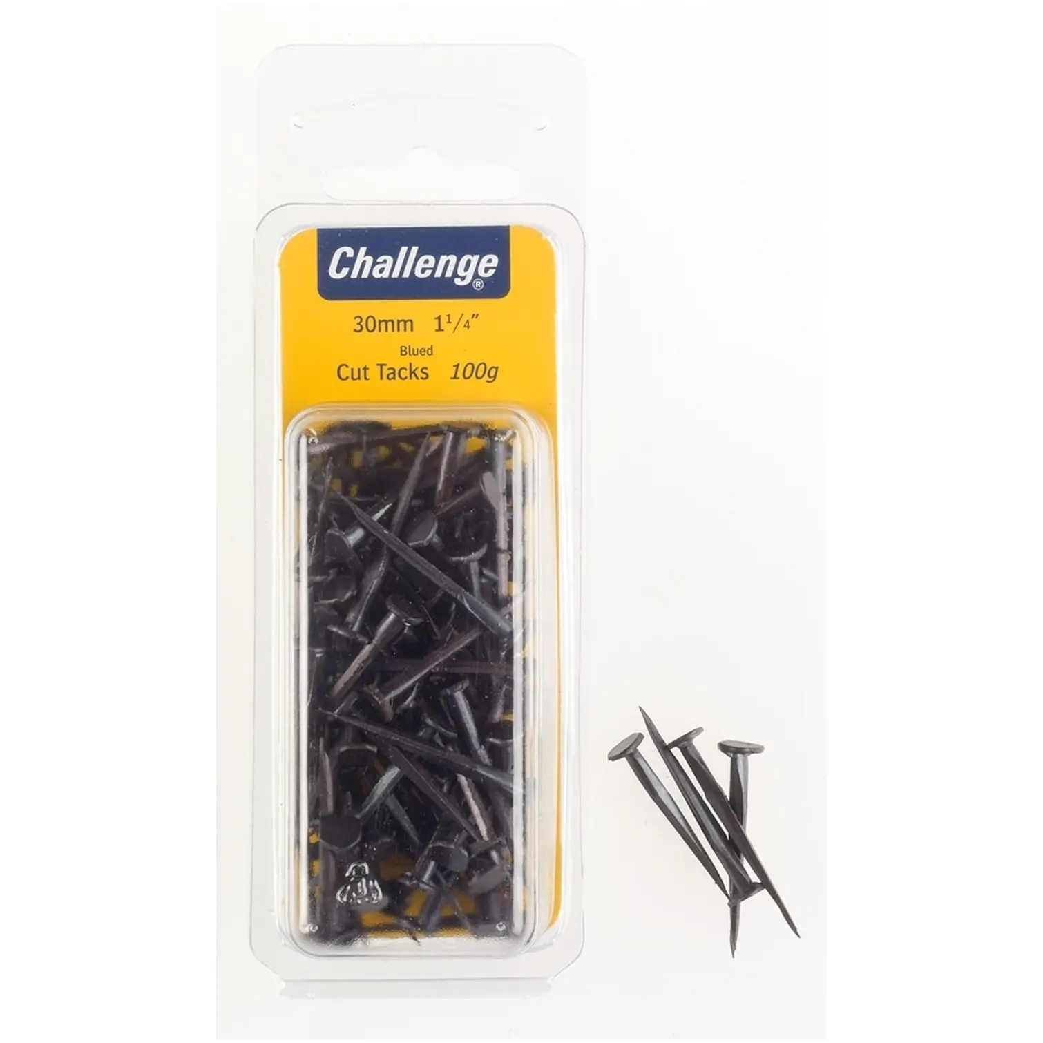 Challenge Blued 30mm Cut Tacks 75g