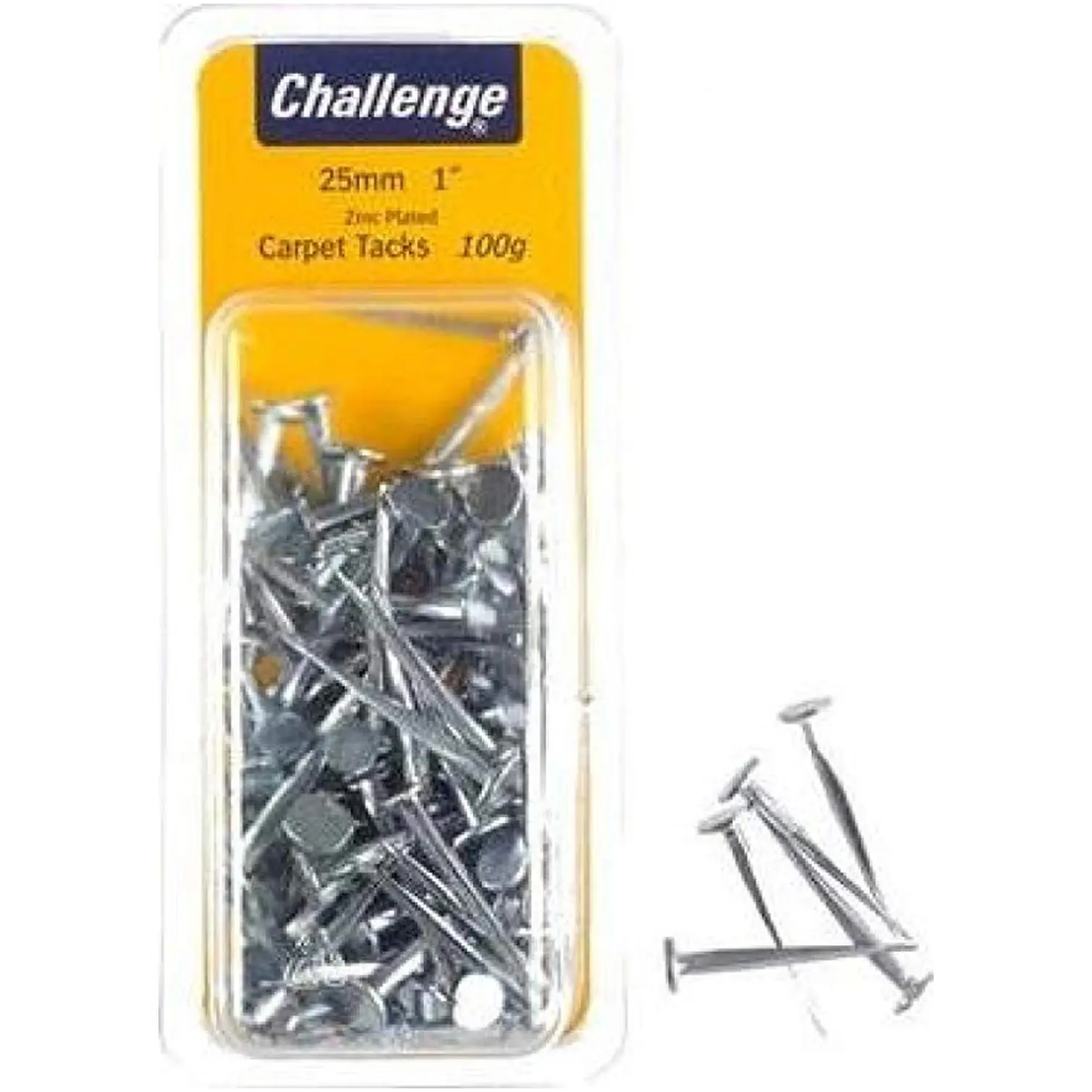 Challenge Zinc Plated 25mm Carpet Tacks 75g