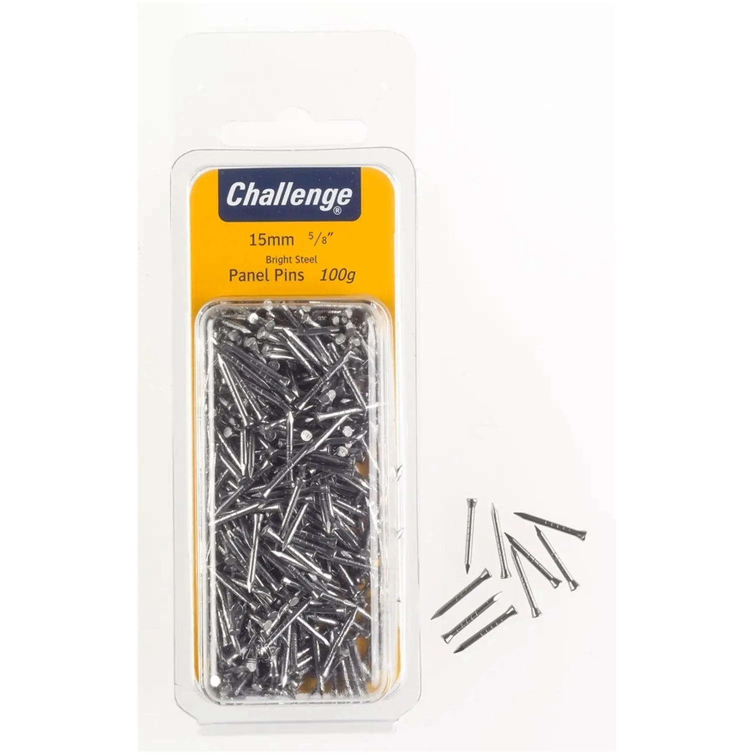 Challenge Bright Steel 15mm Panel Pins 75g