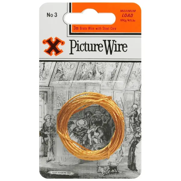 BAY7001 'X' Brass Picture Wire with Steel Core 3m Maximum Load 18kg