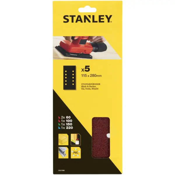 Stanley Half Punched Sanding Assorted Sheets Pack of 5