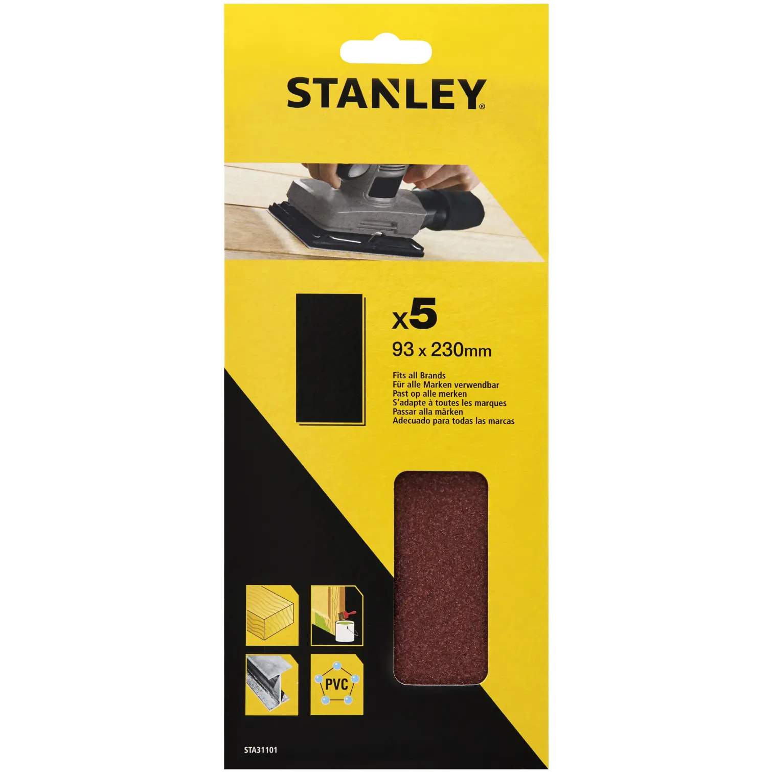 Stanley Third Sanding Sheet 100g Pack of 5