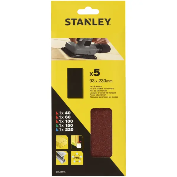 Stanley Third Sanding Sheets Assorted Pack of 5