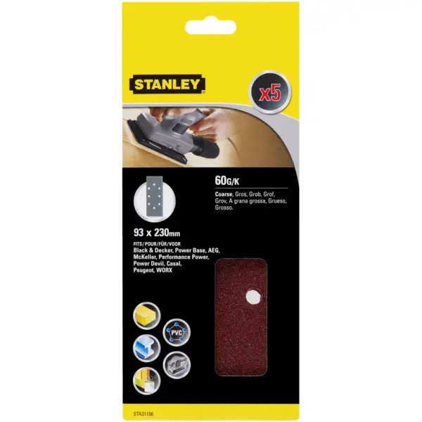 Stanley Third Sanding Sheet Punched 60g Pack of 5