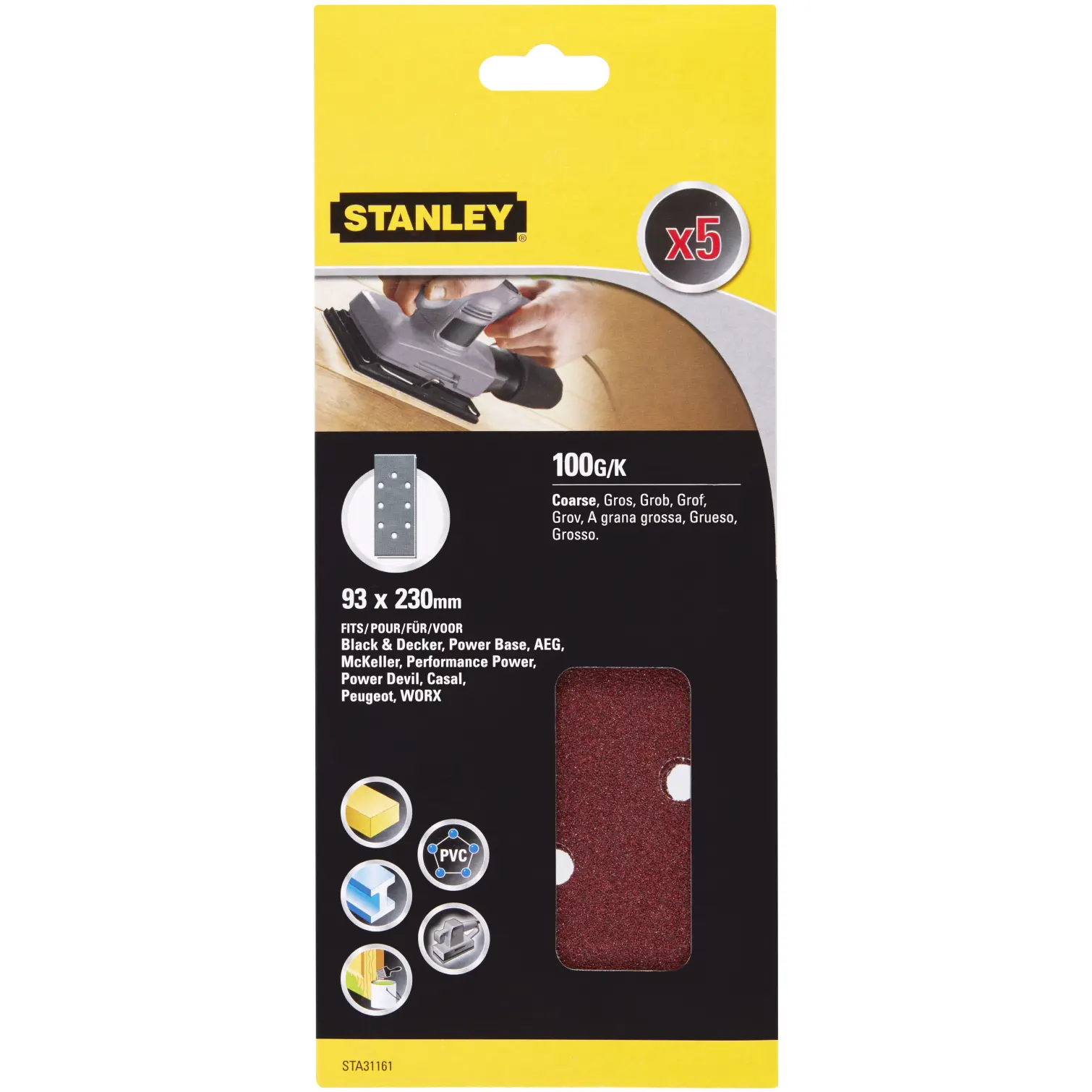 Stanley Third Sanding Sheet Punched 100g Pack of 5