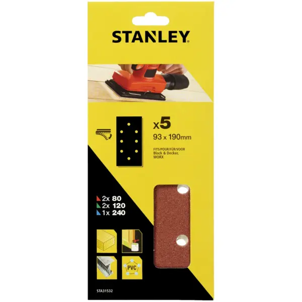 Stanley Quickfit Third Sanding Assorted Sheets Pack of 5