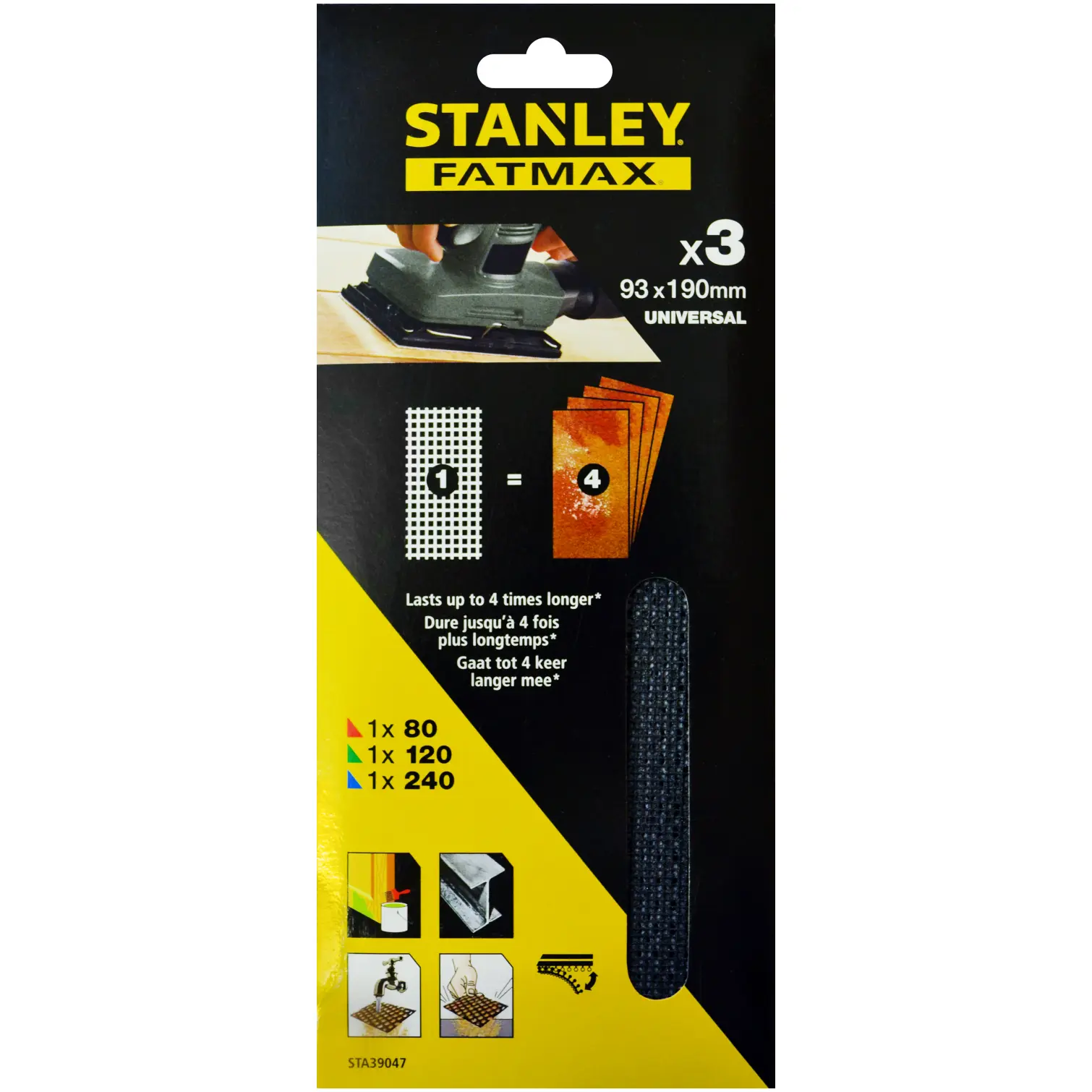 Stanley Fatmax Third Mesh Sanding Assorted Sheets Pack of 3
