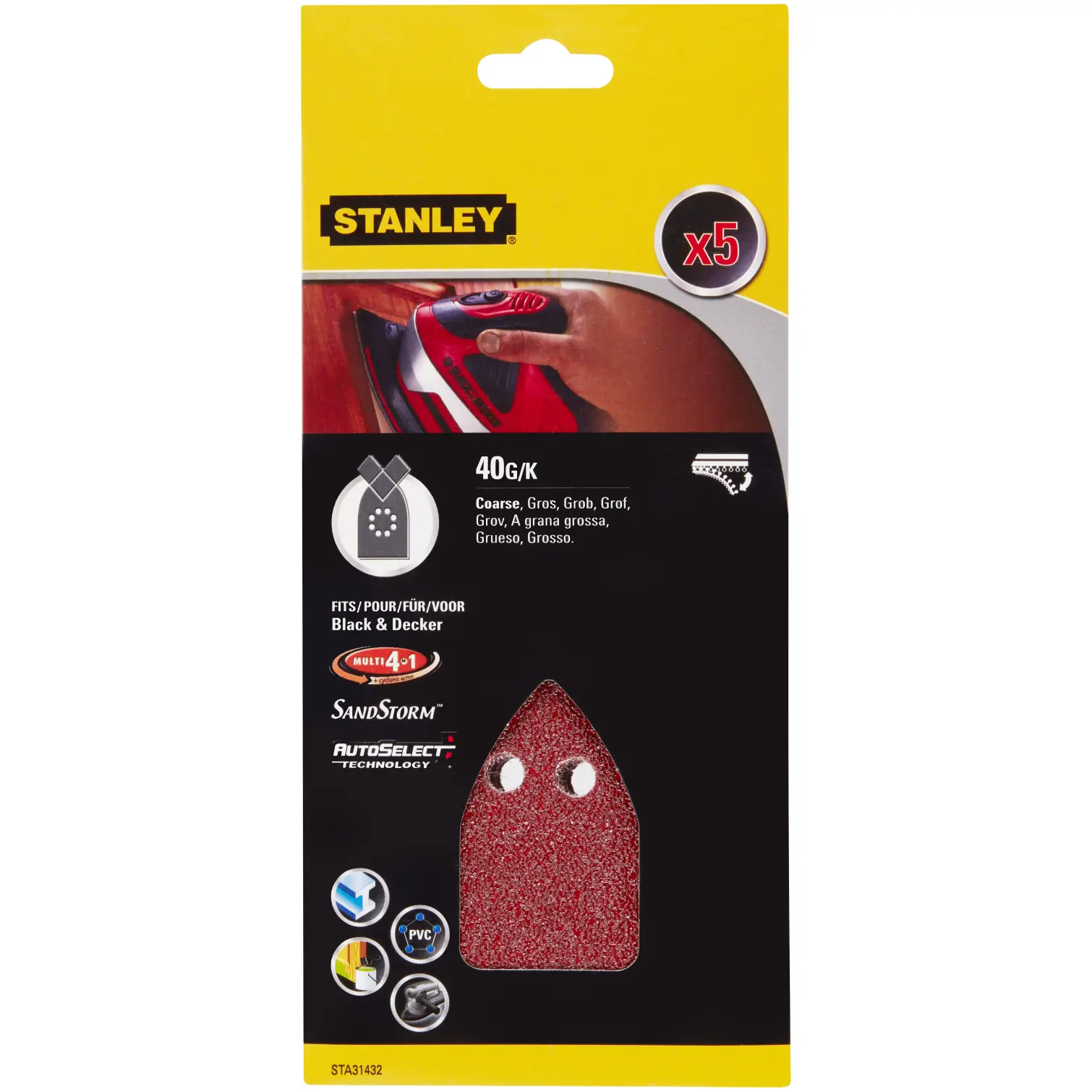 Stanley Multi Sanding Sheets 40g Pack of 5
