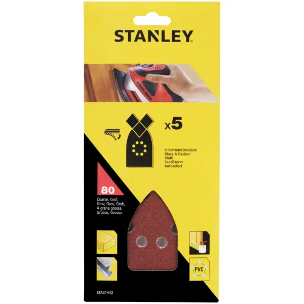 Stanley Multi Sanding Sheets 80g Pack of 5