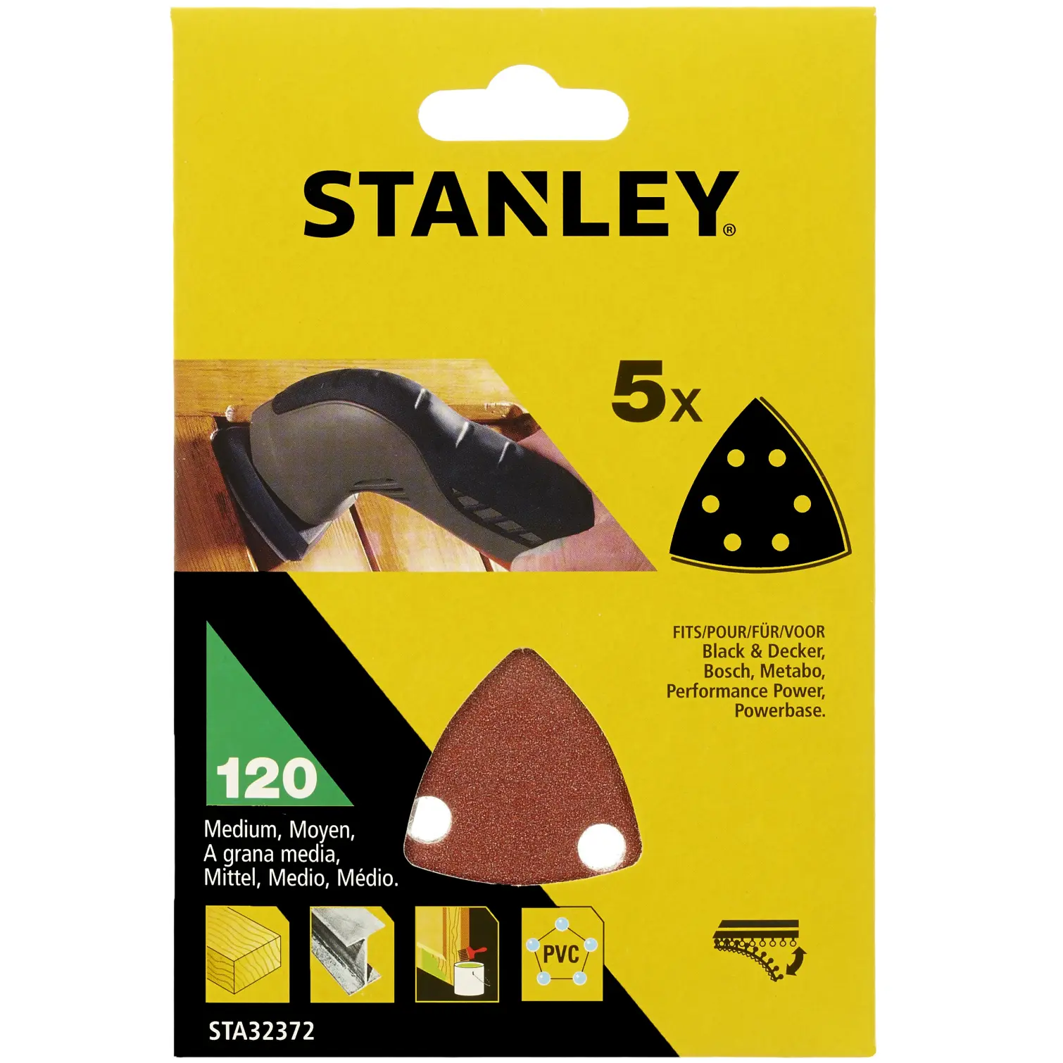 BDA1652 Stanley Detail Sanding Sheets 120g Pack of 5