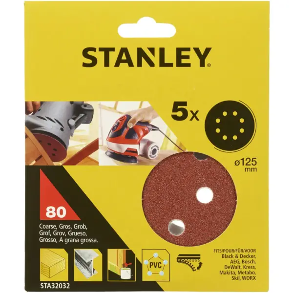 Stanley Multi Sander Disc 80g Pack of 5