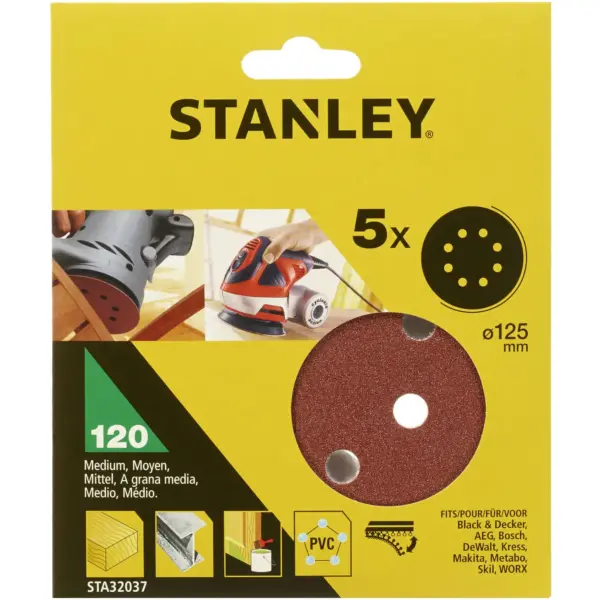 Stanley Multi Sander Disc 120g Pack of 5