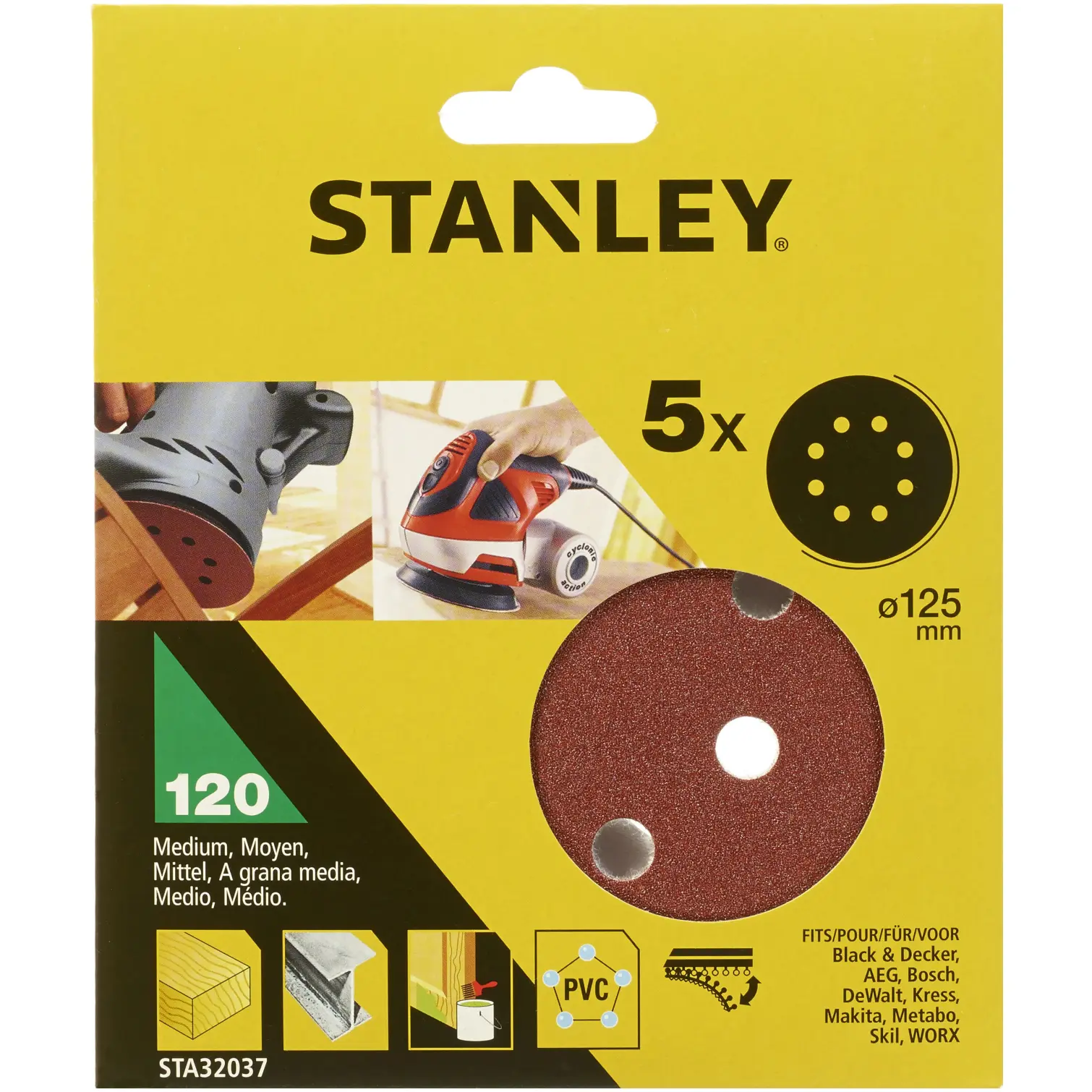 Stanley Multi Sander Disc 120g Pack of 5