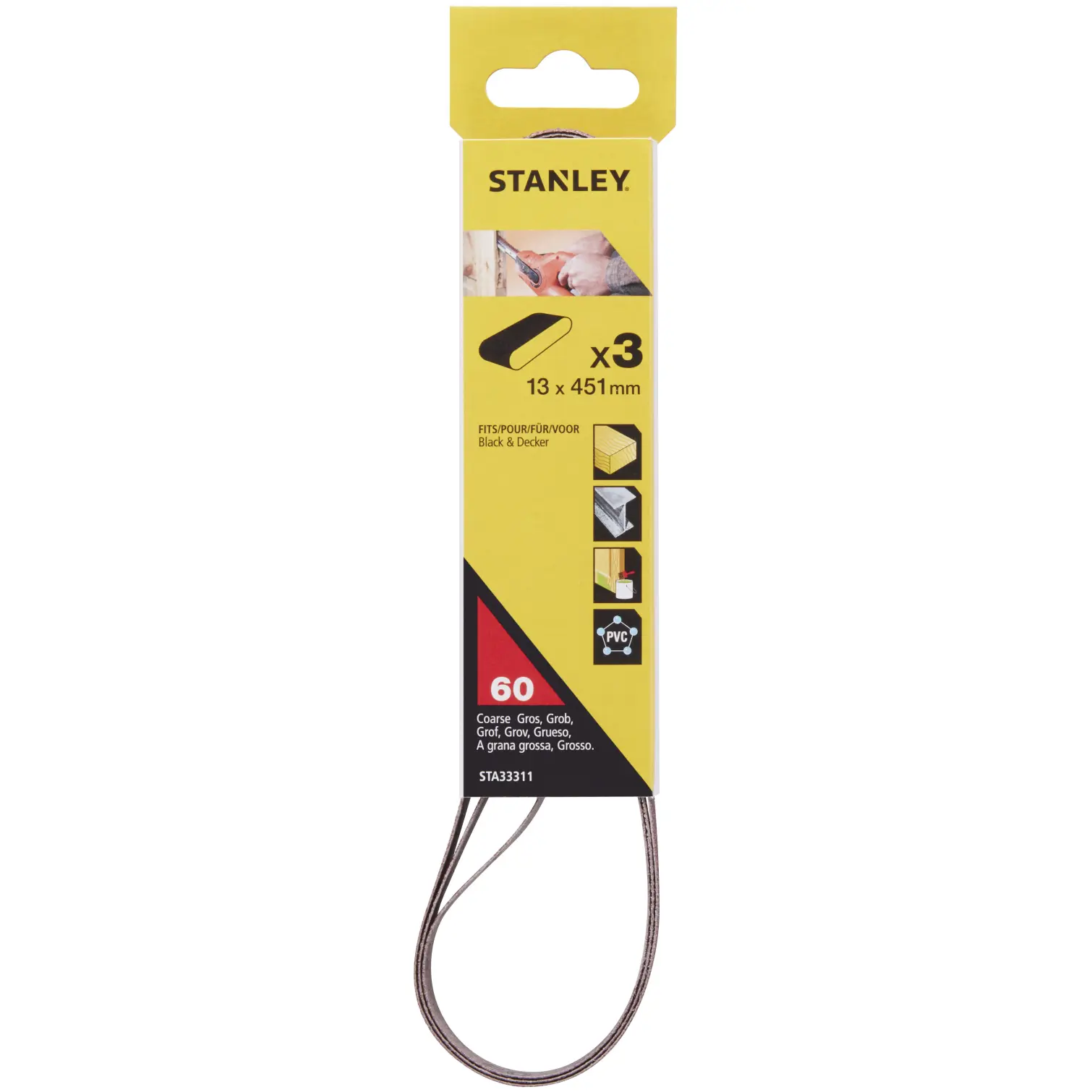 Stanley Alox 13x451mm Powerfile Belt 60g Pack of 3