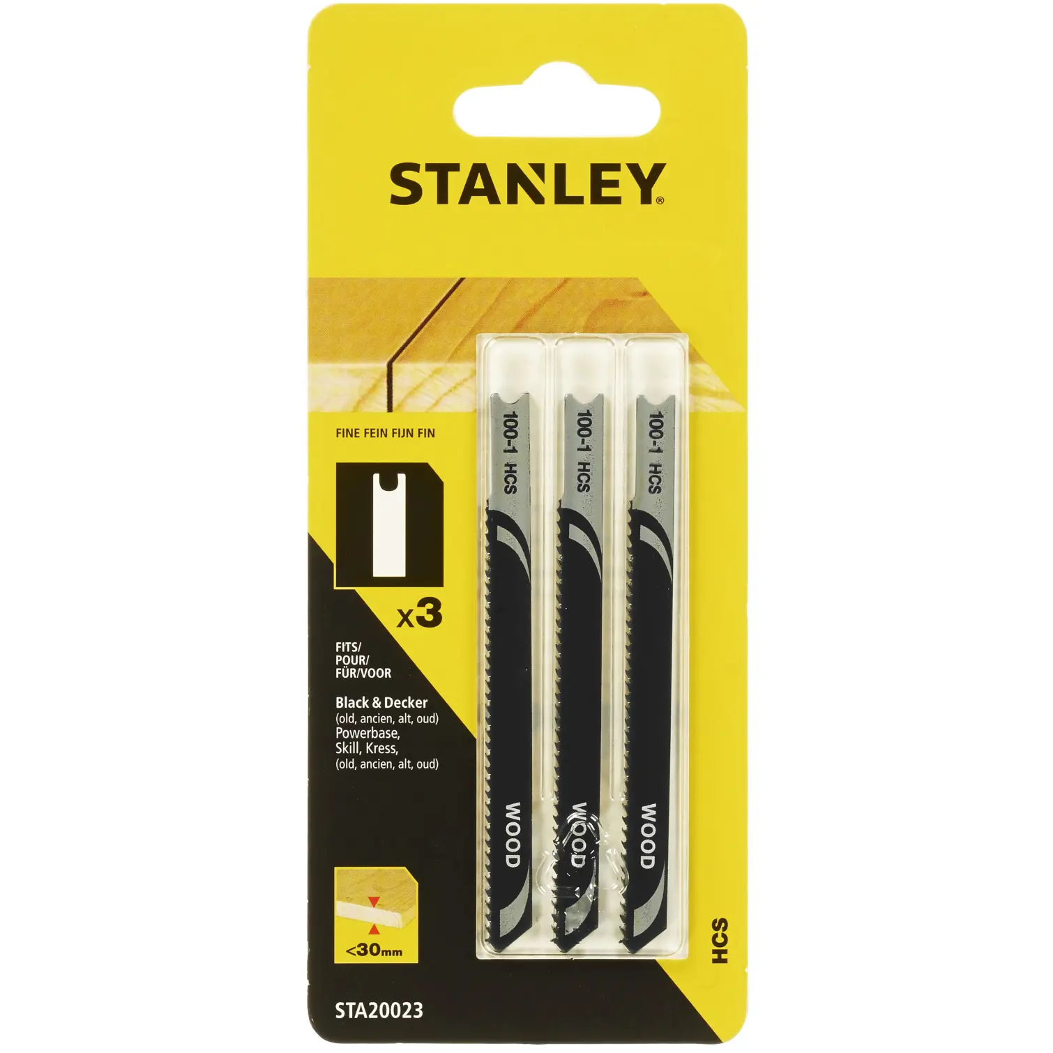 Stanley Fine Jigsaw Blade Max 30mm Pack of 3