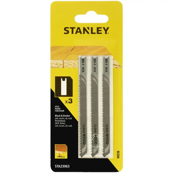 Stanley Jigsaw Blade Laminate Max 40mm Pack of 3