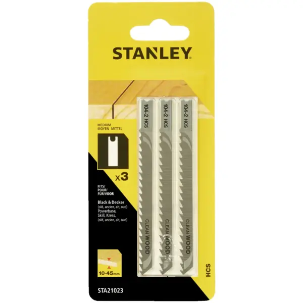 Stanley Medium Jigsaw Blade Max 45mm Pack of 3