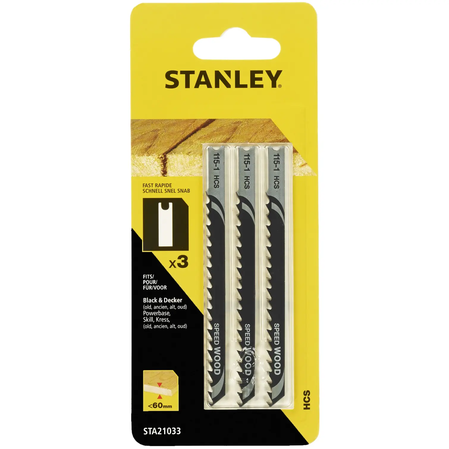 Stanley Fast Speed Jigsaw Blade Max 60mm pk3