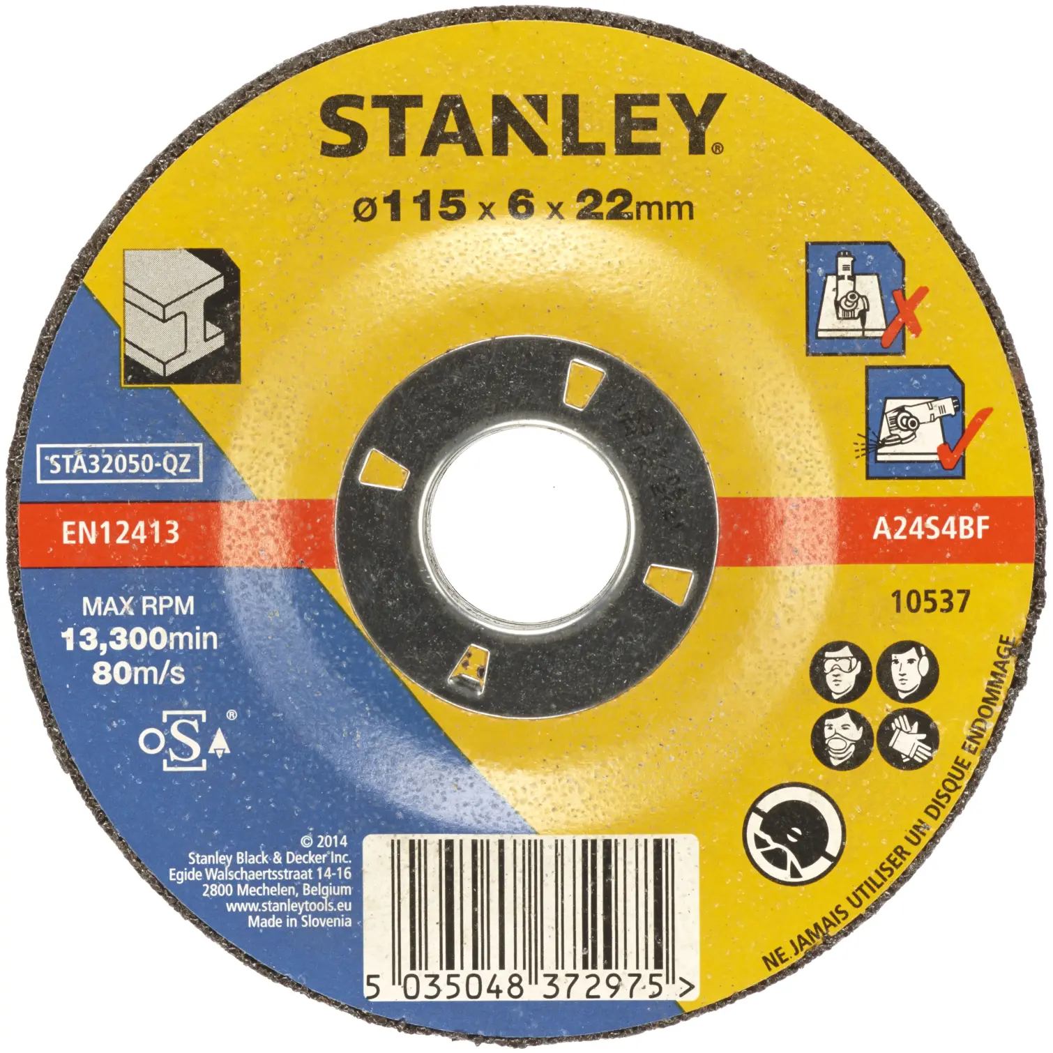 Stanley DPC Metal Grinding Disc 115mm