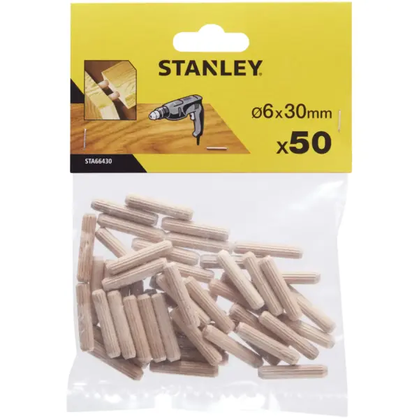 Stanley Wooden Dowels 6x30mm Pack of 50