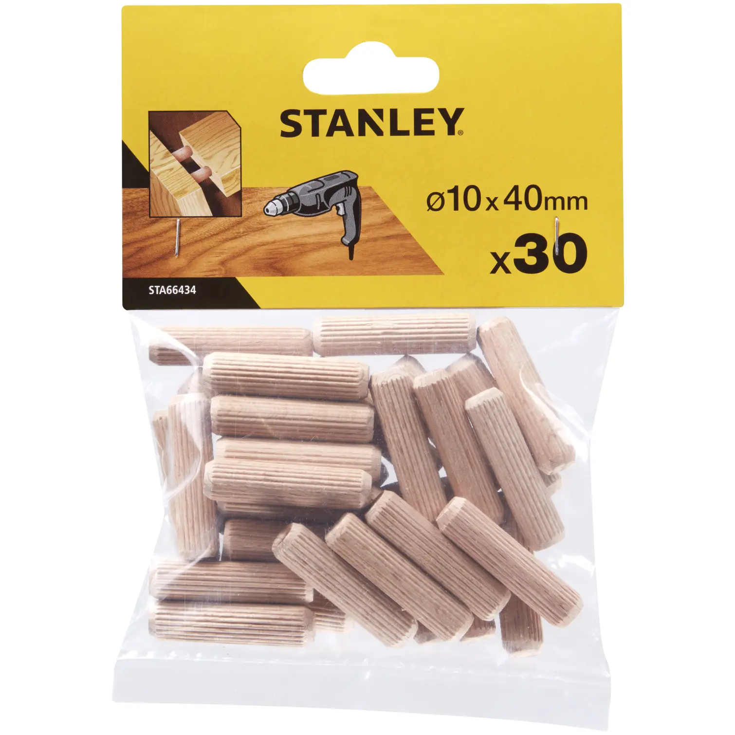 Stanley Wooden Dowels 10x40mm Pack of 30