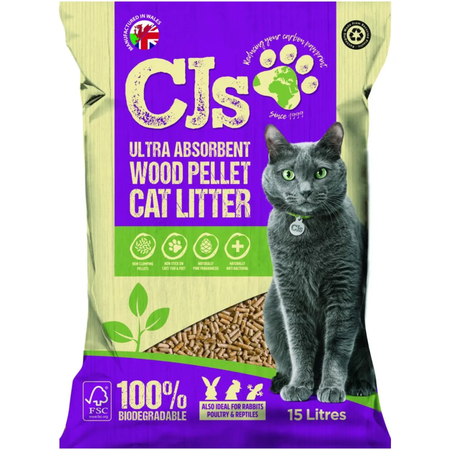 Natural Wood Pellet Cat Litter 15 Litre