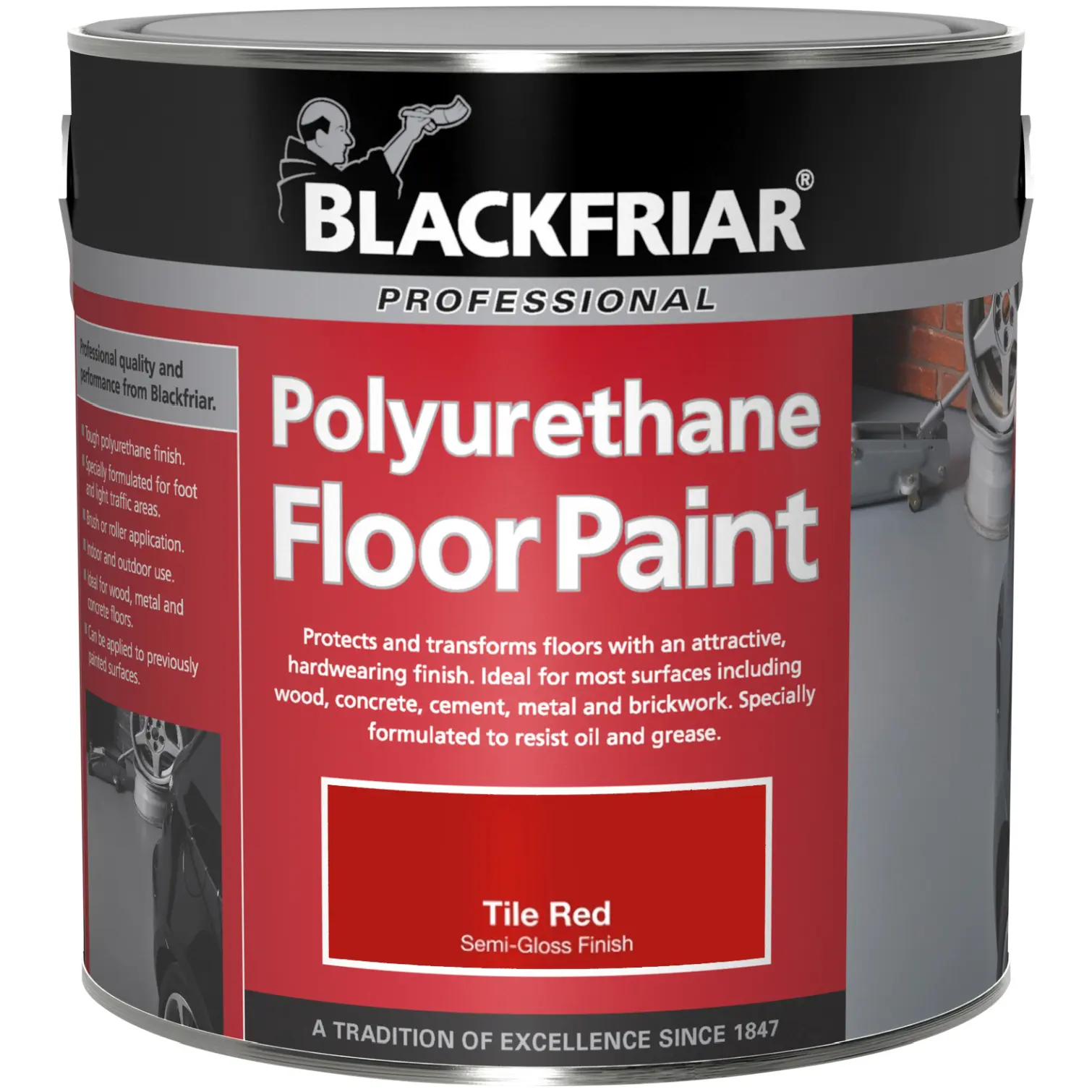 BKF0044 Blackfriar Polyurethane Floor Paint Tile Red Semi-Gloss Finish 2.5Ltr