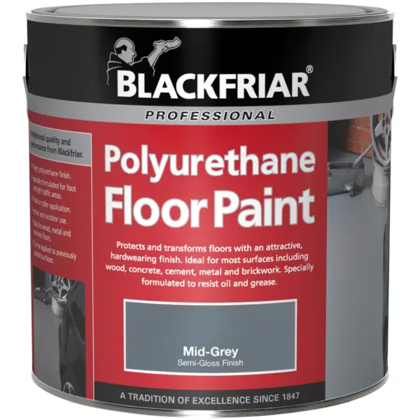 Blackfriar Polyurethane Floor Paint Mid-Grey Semi-Gloss Finish 1Ltr
