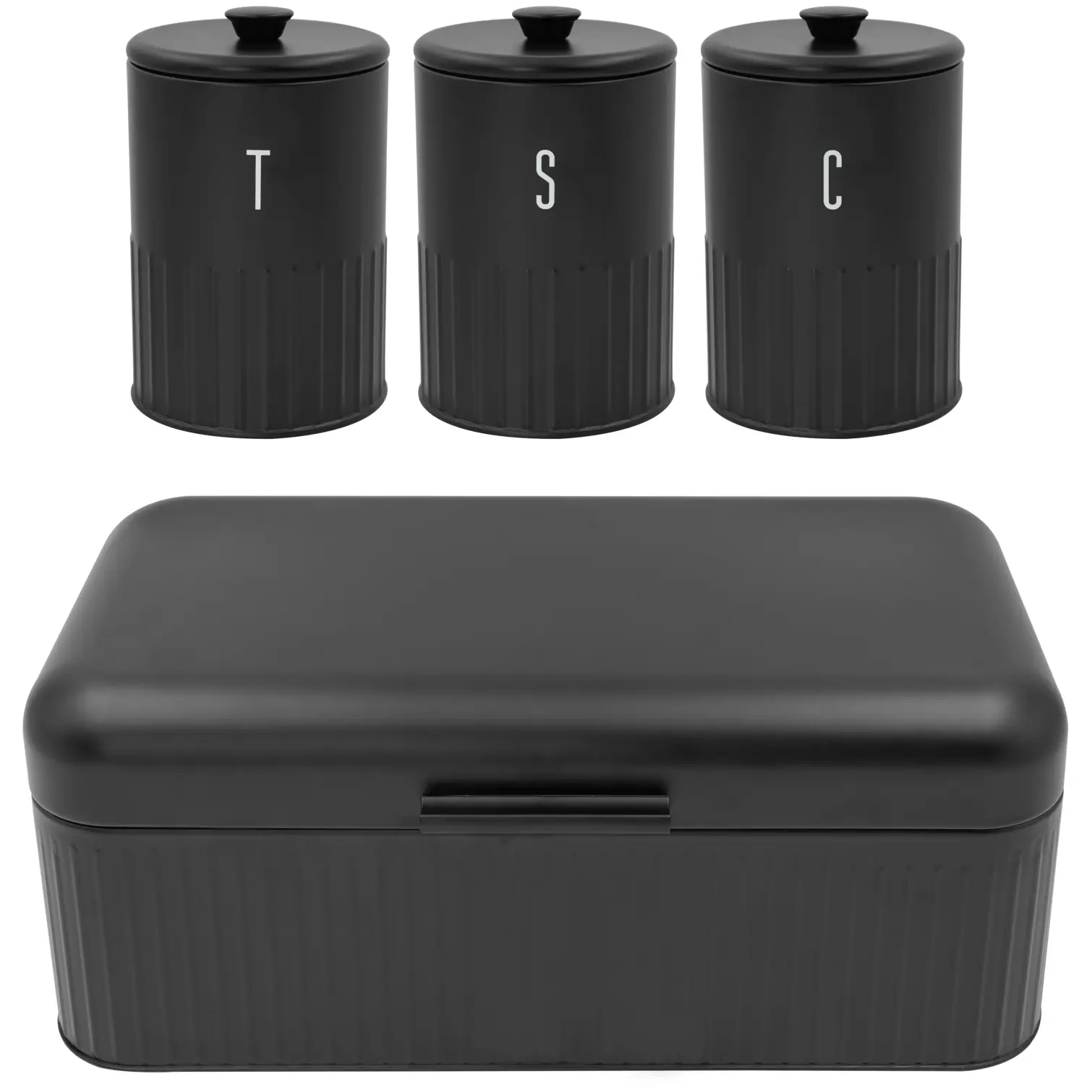 Blackmoor Tea,Coffee,Sugar&Bread Bin Set Black