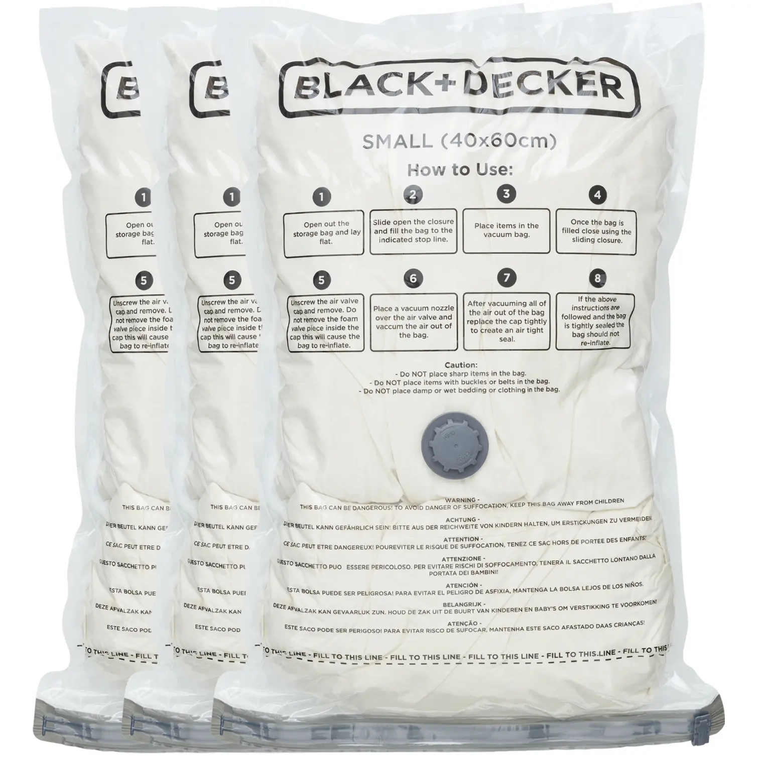 Black + Decker Vacuum Bag Small 40 x 60cm -  Pack of 3