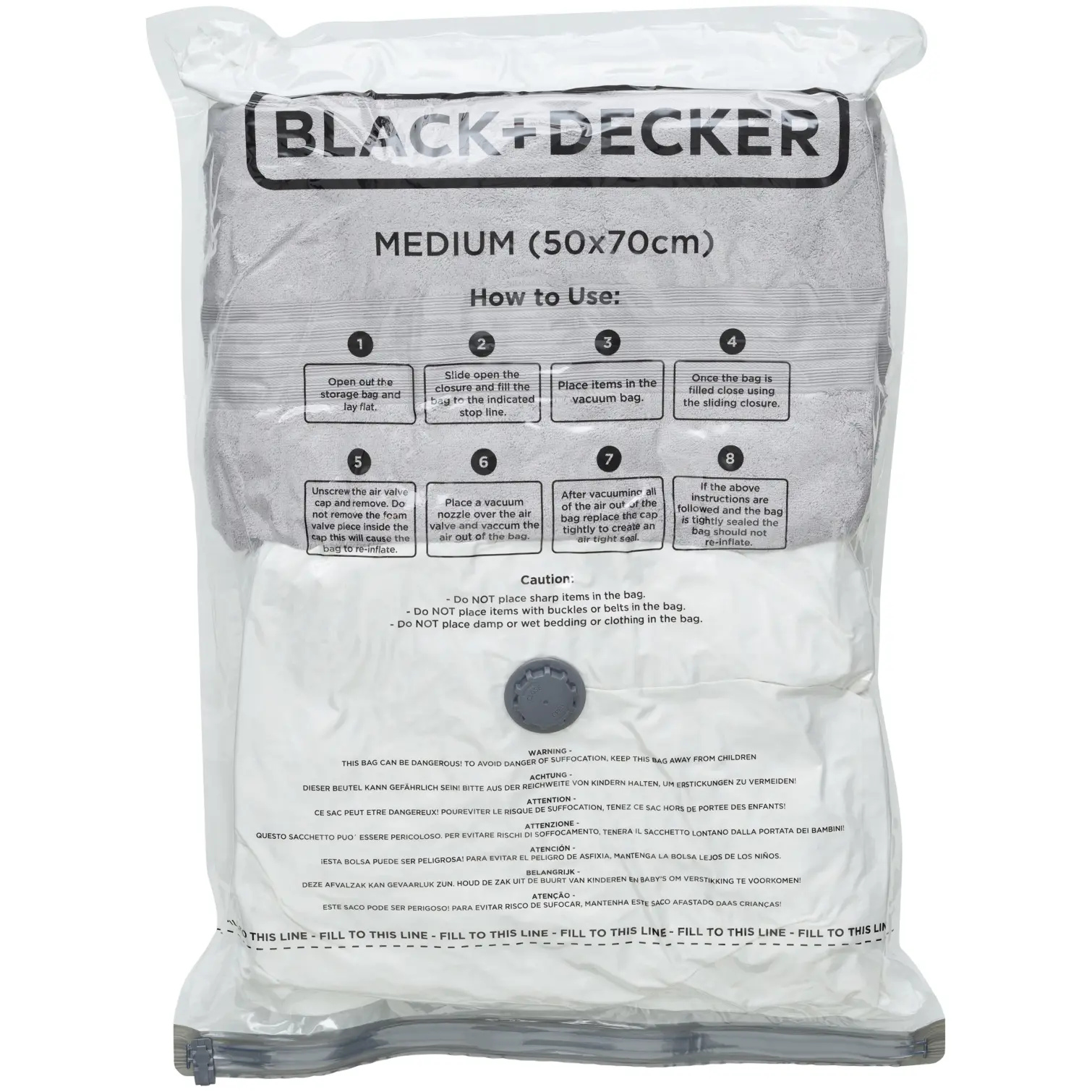 Black + Decker Vacuum Bag Medium 50 x 70cm Pack of 3