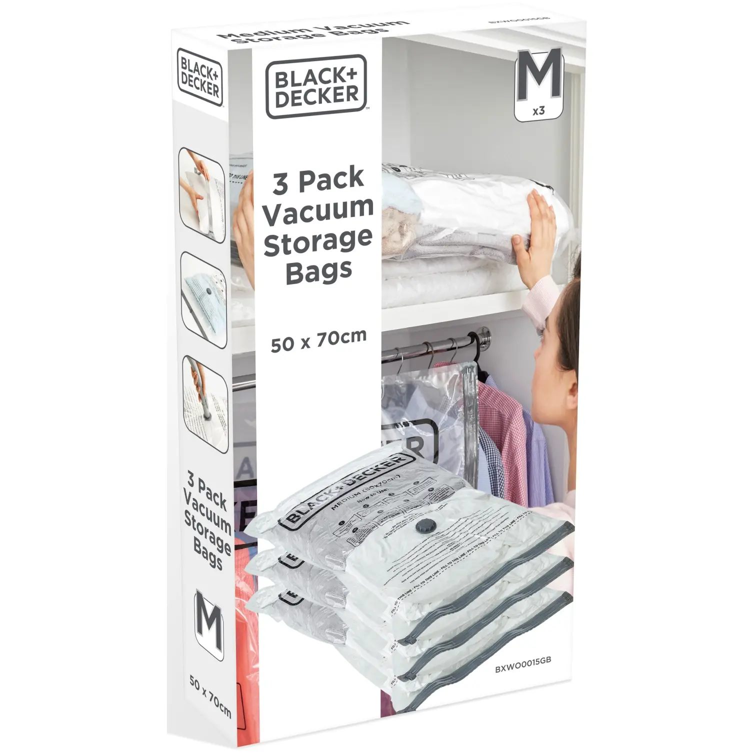 Black + Decker Vacuum Bag Medium 50 x 70cm Pack of 3
