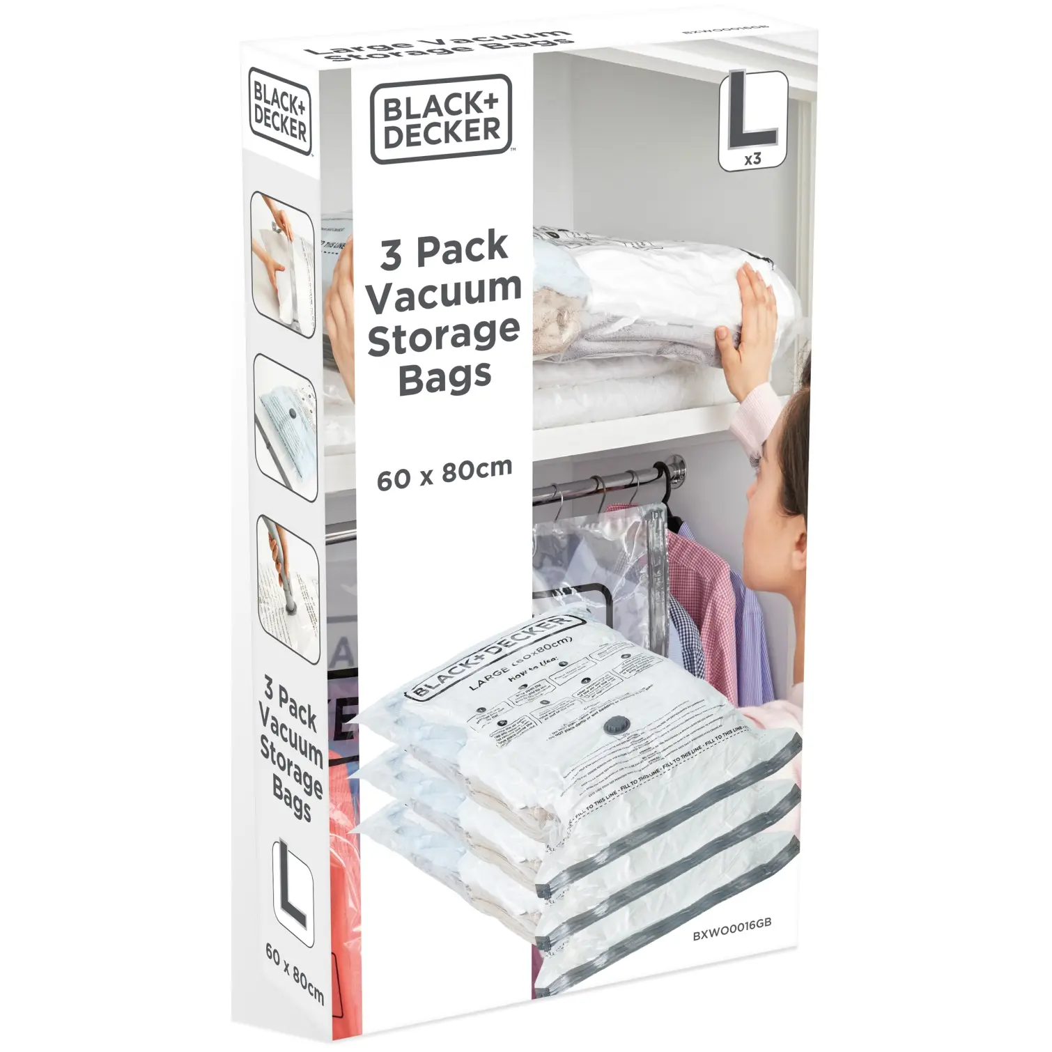 Black + Decker Vacuum Bag Large 60 x 80cm - Pack of 3