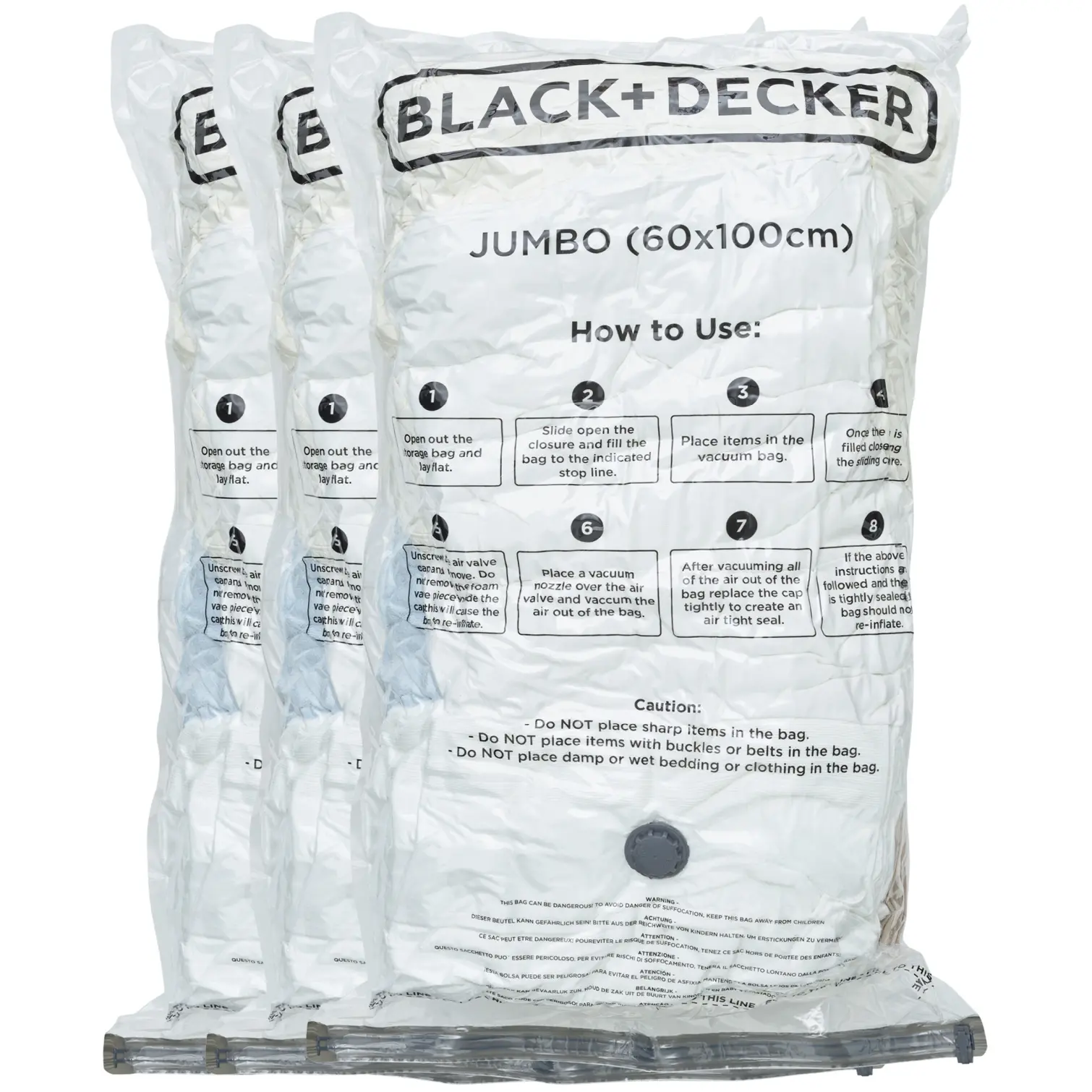 Black + Decker Vacuum Bag Extra Large 60 x 100cm - Pack of 3