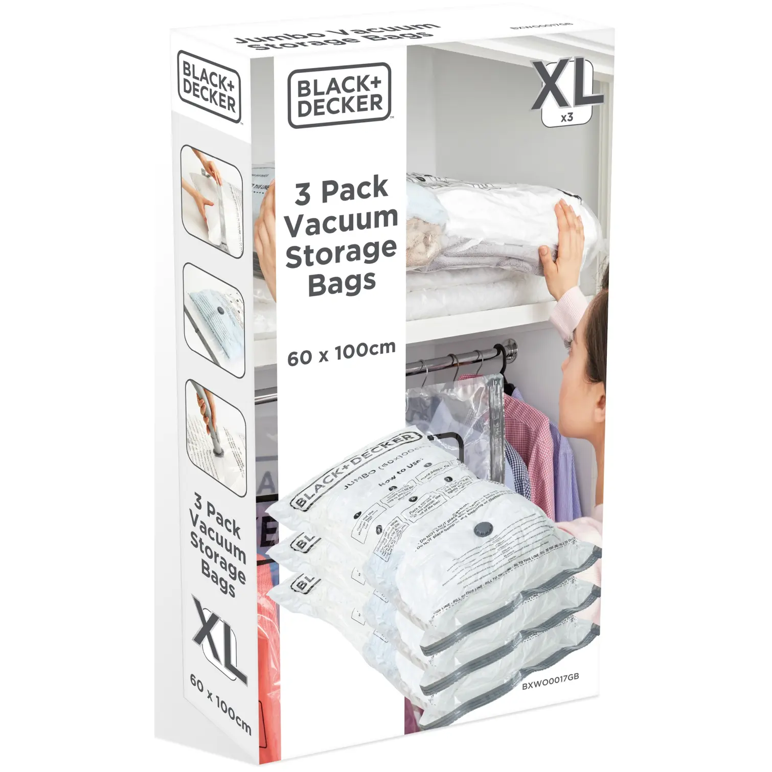 Black + Decker Vacuum Bag Extra Large 60 x 100cm - Pack of 3