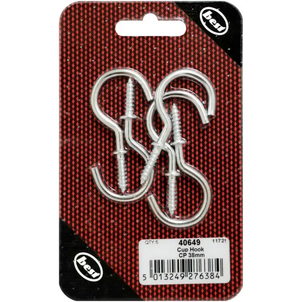 Best Chrome Plated Cup Hook 38mm/1.5" pack of 5